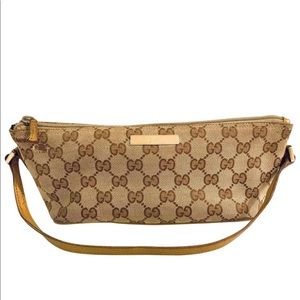 GUCCI Authentic Tan Leather Logo Purse
